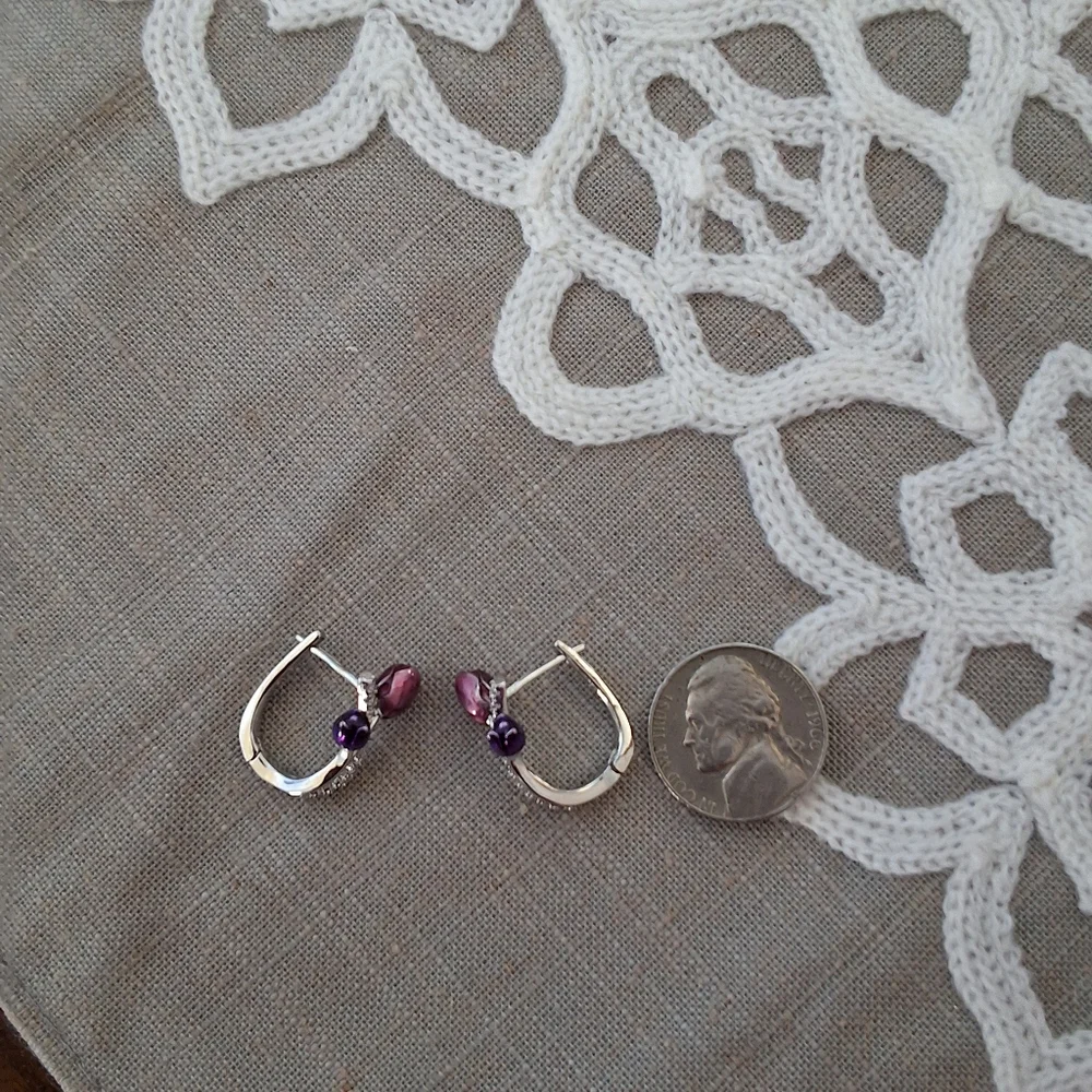 💥SALE💥NEW Tulip Rhinestone 925 Silver Earrings - Picture 2 of 5